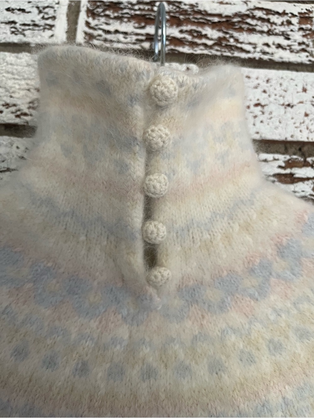 Lauren Ralph Lauren Angora Blend Fair Isle Mock Neck Sweater Pastel Nordic knit - Picture 9 of 11